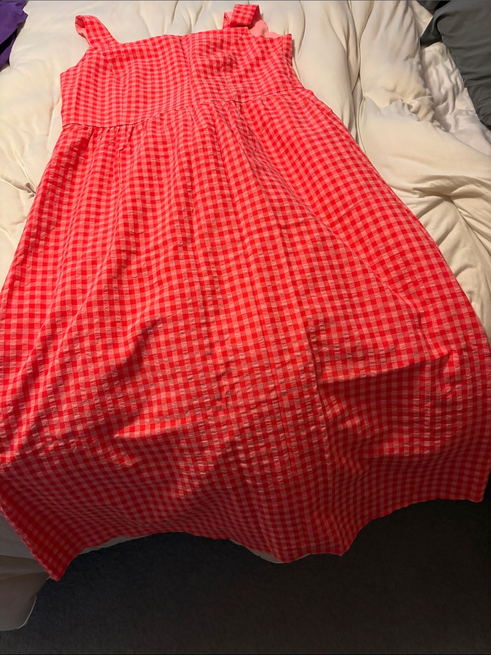 PrettyLittleThing Pink Red Gingham Midi Dress